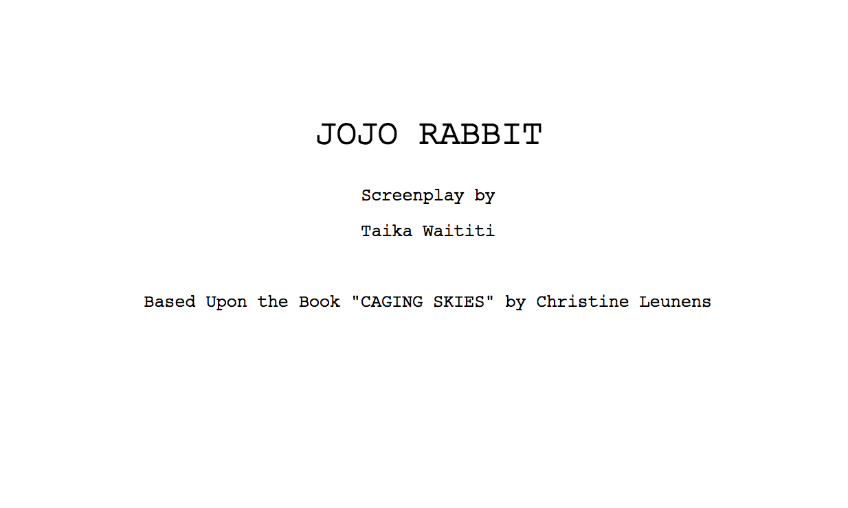 Jojo Rabbit, Screenplay by Taika Waititi