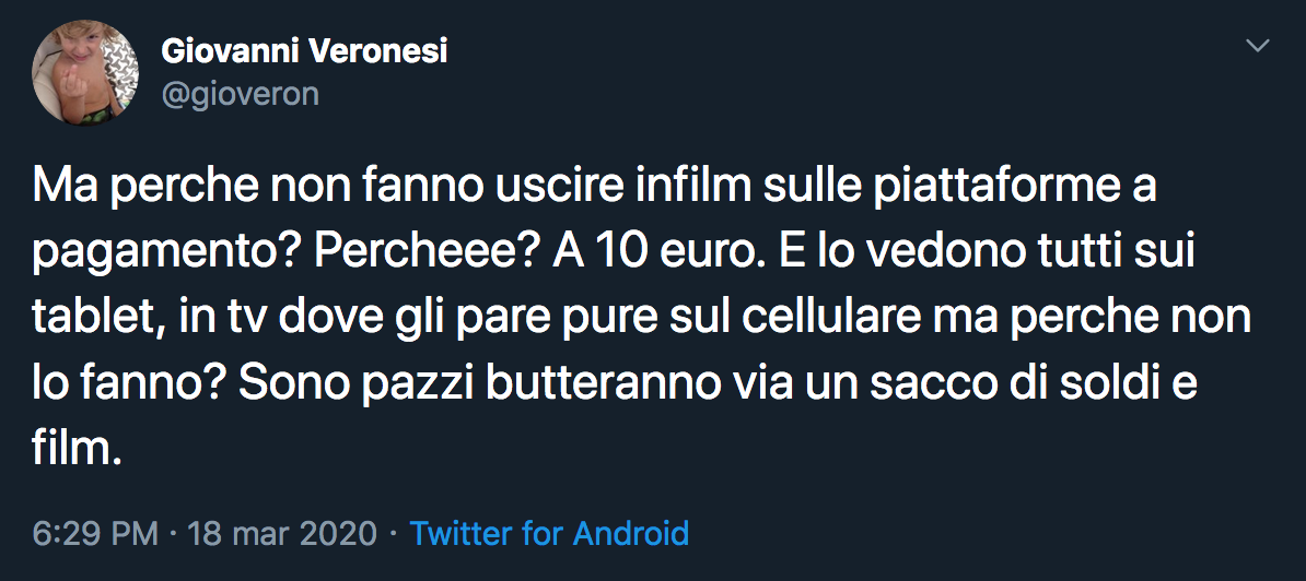Il tweet di Veronesi