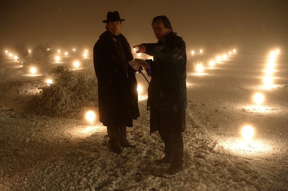 Hugh Jackman e Christopher Nolan sul set di The Prestige
