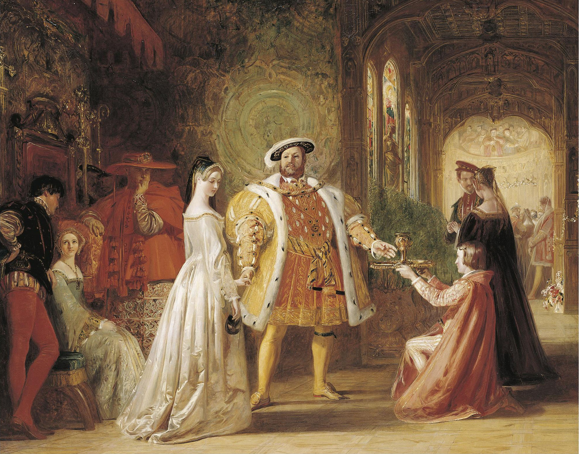 Il dipinto Primo colloquio tra Enrico VIII e Anna Bolena di Daniel Maclise