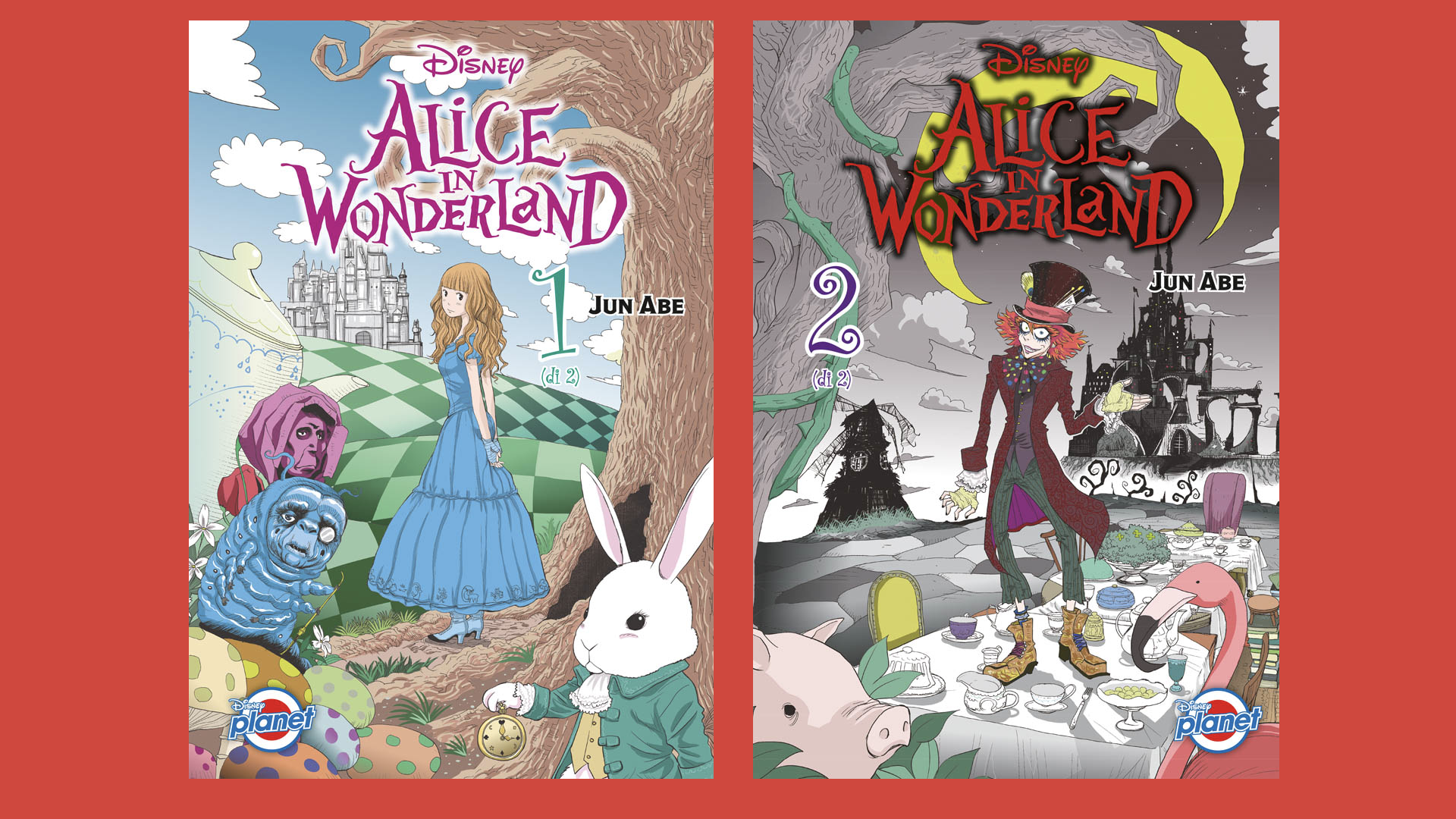 Le cover del volume 1 e 2 di Alice in Wonderland