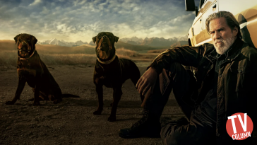 Jeff Bridges e i due rottweiler protagonisti di The Old Man