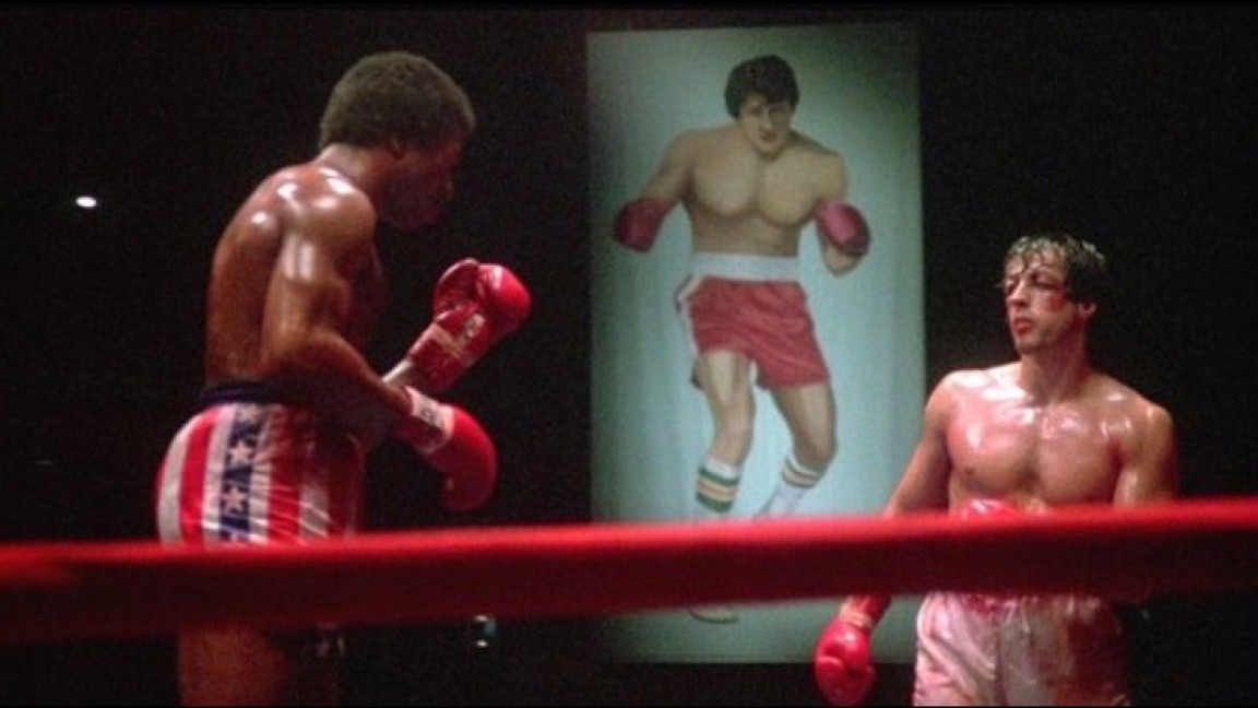 Sylvester Stallone e Carl Weathers in una scena di Rocky