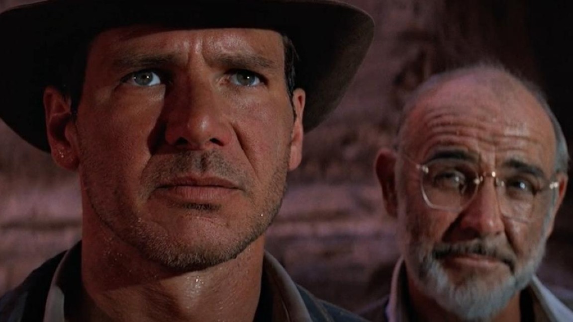 Harrison Ford e Sean Connery sono Henry Jones Jr. ed Henry Jones Sr. in una scena de Indiana Jones e l'Ultima Crociata