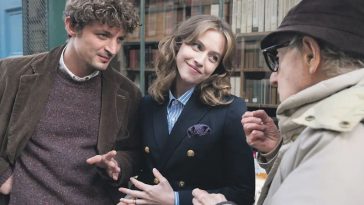 Niels Schneider, Lou de Laâge e Woody Allen sul set di Coup de Chance