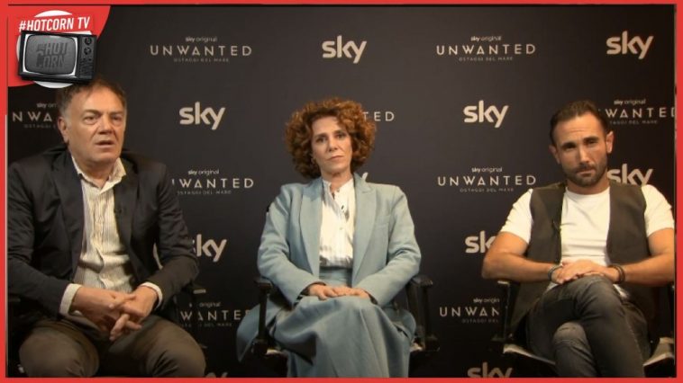 Francesco Acquaroli, Cecilia Dazzi e Marco Palvetti in un momento della nostra intervista a proposito di Unwanted - Ostaggi in mare, su Sky e Now dal 3 novembre