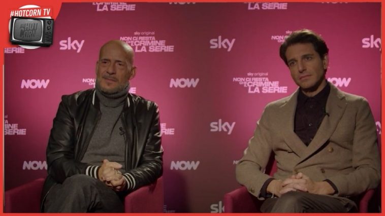 Gianmarco Tognazzi e Giampaolo Morelli in un momento dell'intervista a proposito di Non ci resta che il crimine, su Sky e NOW dall'1 dicembre