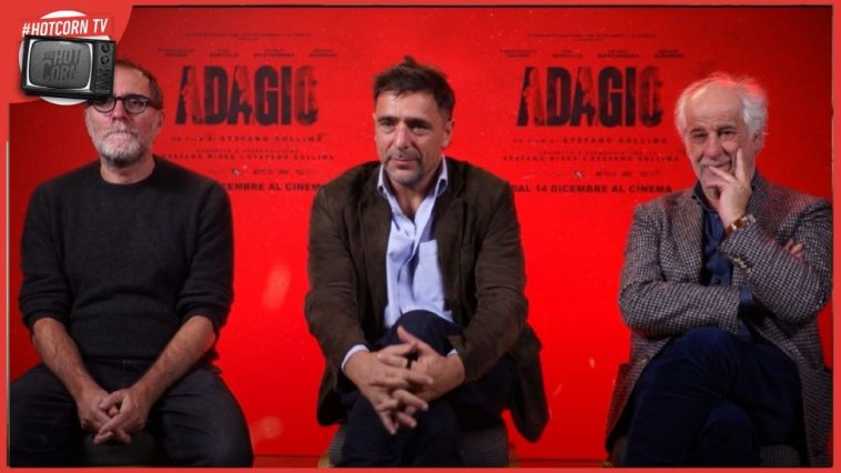 Valerio Mastandrea, Adriano Giannini e Toni Servillo in un momento della nostra intervista per parlare di Adagio di Stefano Sollima, al cinema