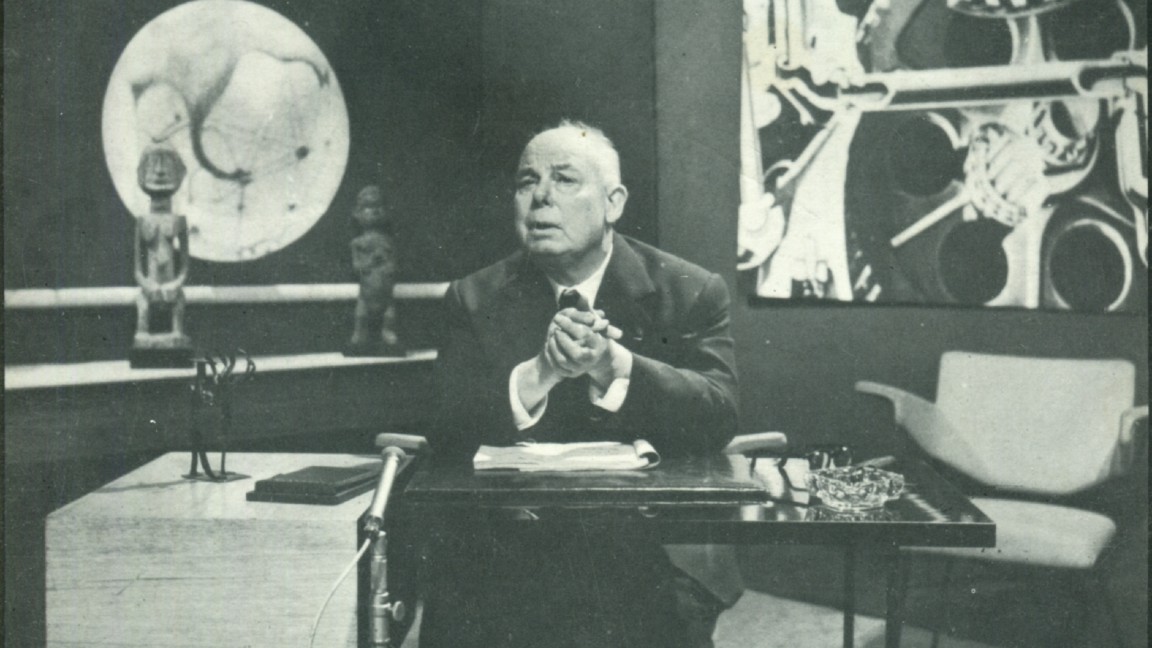Jean Renoir nello studio televisivo del film