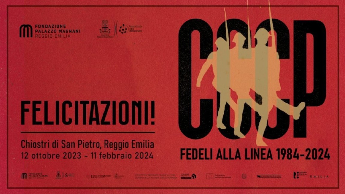 La locandina ufficiale della mostra Felicitazioni! CCCP Fedeli alla linea 1984-2024