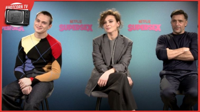 Jasmine Trinca, Adriano Giannini e Saul Nanni in un momento della nostra intervista per parlare di Supersex, disponibile su Netflix