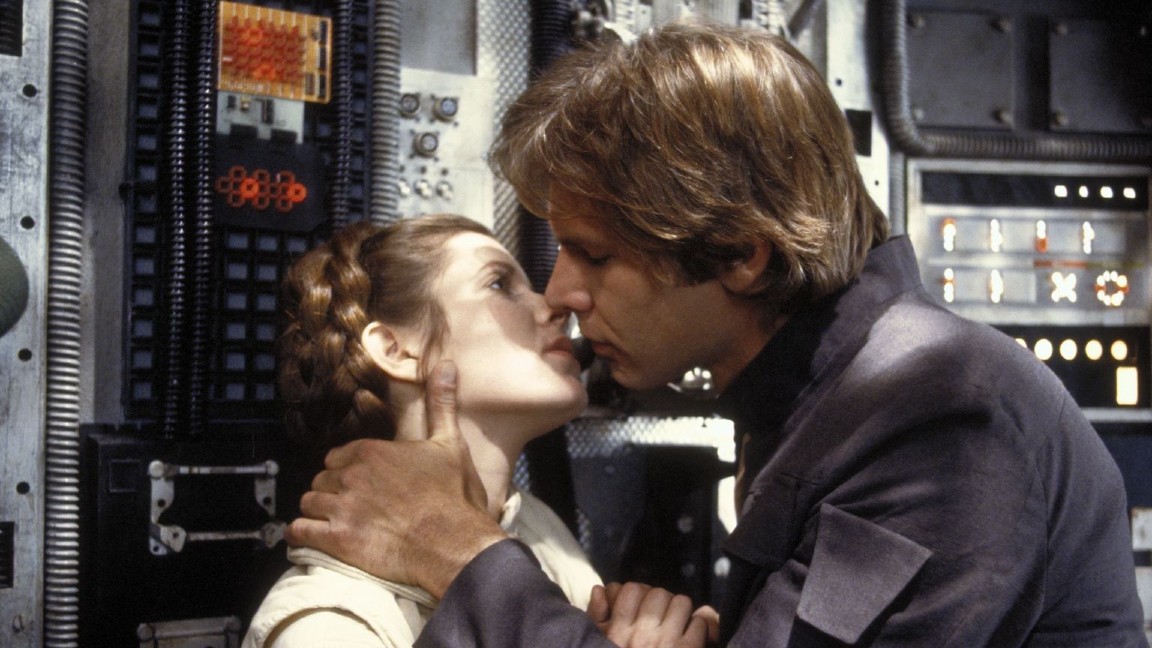 Carrie Fisher ed Harrison Ford in un momento di Star Wars: Episodio V – L'Impero Colpisce Ancora 