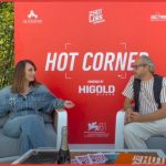 Chiara Francini in un momento del nostro incontro all'Hot Corner di Venezia 81 per parlare di Coppia Aperta Quasi Spalancata, ma non solo...