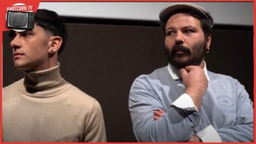 Marco Adamo ed Edgardo Pistone in un momento della conferenza stampa di Ciao Bambino tenutasi al Cinema Farnese