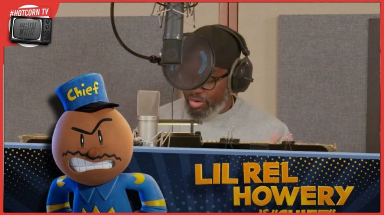 Lil Rey Howery in sala doppiaggio per Dog Man, un film animato di Peter Hastings