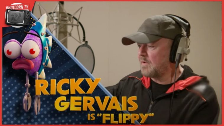 Ricky Gervais in sala doppiaggio per Dog Man, un film animato di Peter Hastings