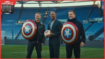 Francesco Totti, Anthony Mackie e Alessandro Del Piero in un estratto del filmato su Captain America: Brave New World