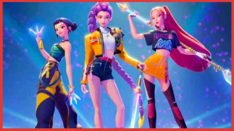 Le tre protagoniste di KPop Demon Hunters – Rumi, Mira e Zoey – pronte a salire sul palco nei panni delle Huntr/X.